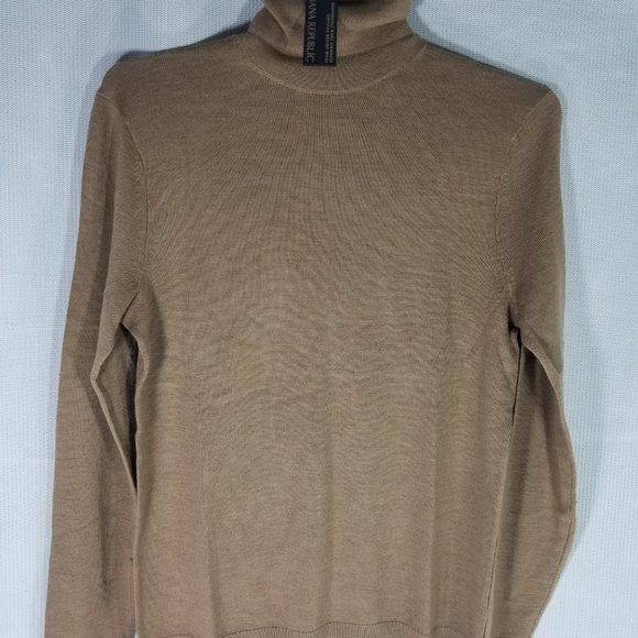 Banana Republic Merino Textured Turtleneck Sweater in Dark Camel Size M/T - NWT - Picture 4 of 8